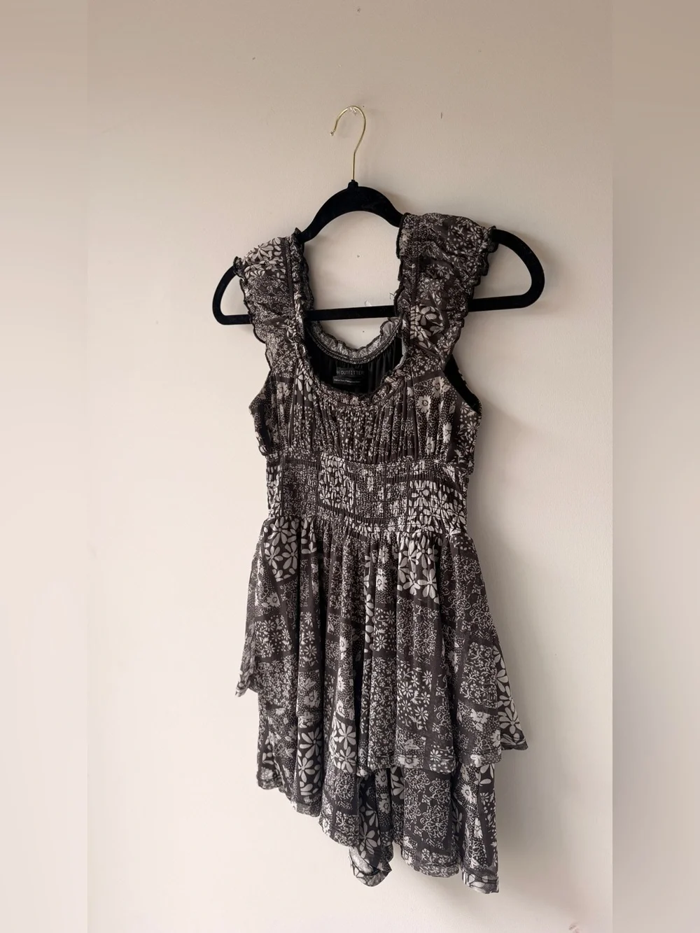 Urban Outfitters Black and White Floral Tiered Dress
